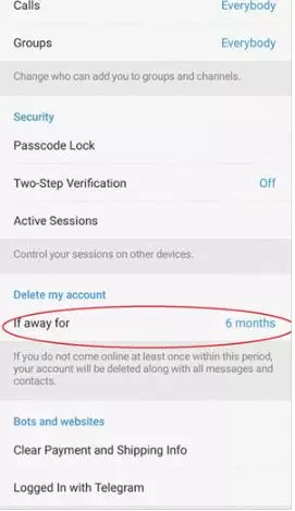 Delete My Account Telegram